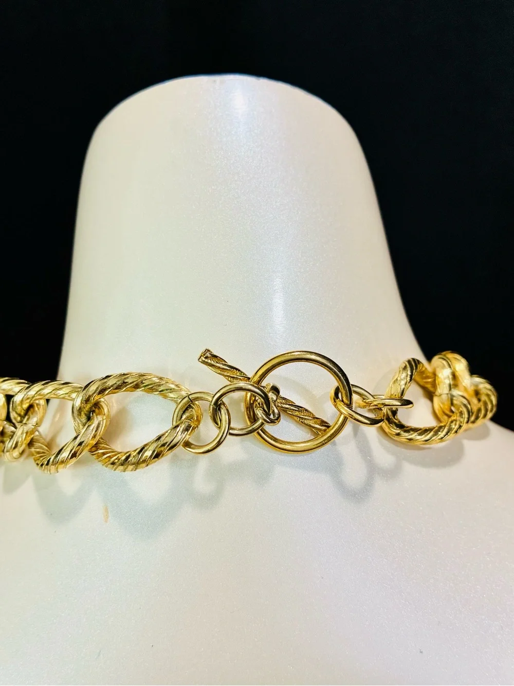 VTG Bold Dramatic Gold-Tone Textured Link Necklace Women’s Trending Jewelry 172g